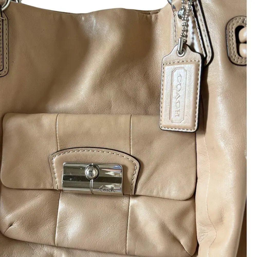 Coach Kristin Leather Light Khaki Tan Satchel Bag 14758